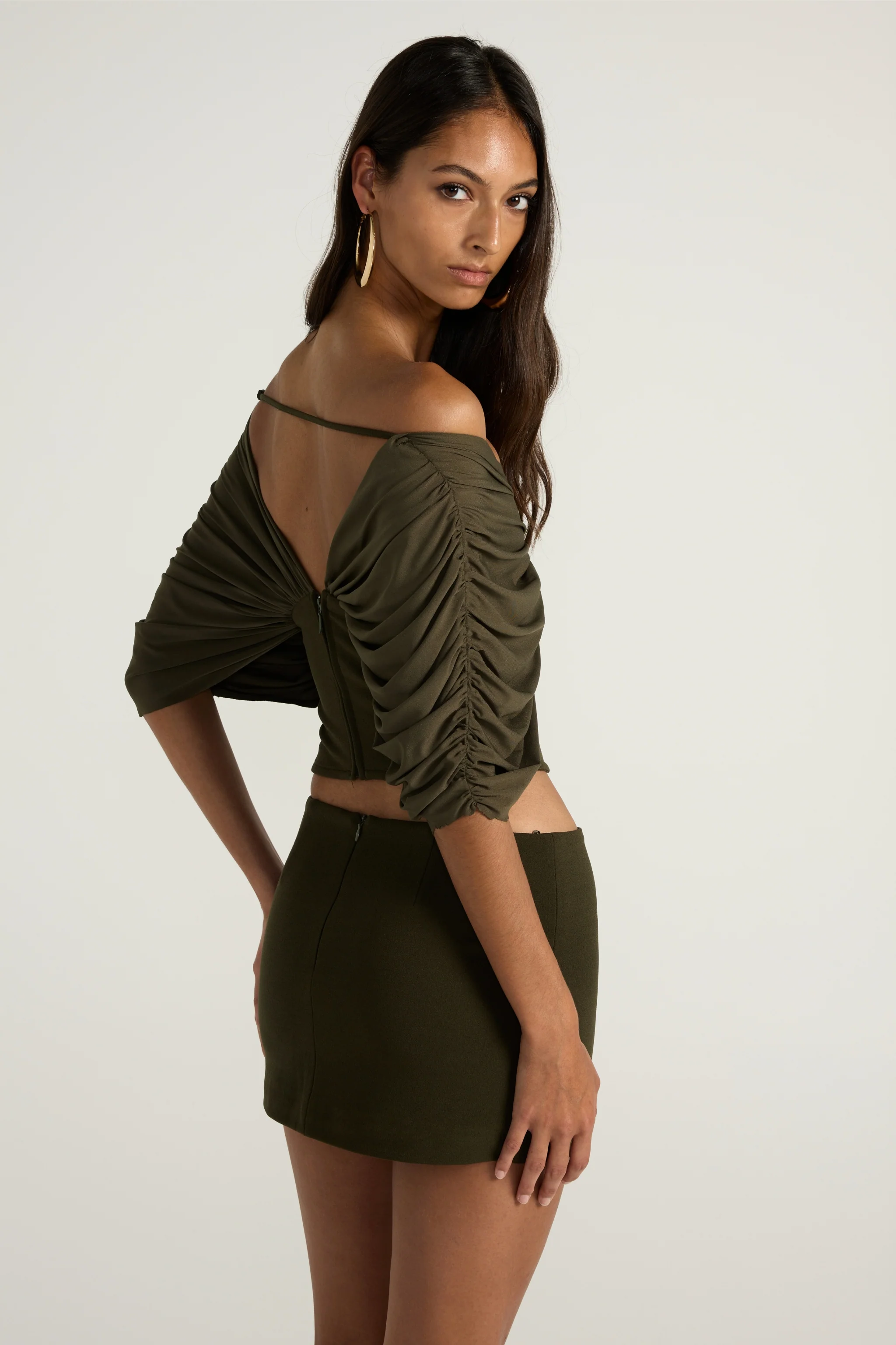Neve Mini Skirt - Olive - Image 4